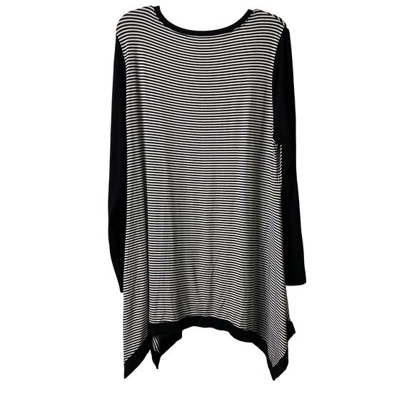 Philosophy Black and White Stripe Long Sleeve Asymmetrical Tunic‎ Top XL (2551) - Picture 4 of 6